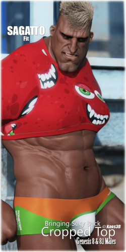 Fitting Morph - Sagatto Fit - Bringing Sexy Back - Cropped Top for Genesis 8 & 8.1 Males