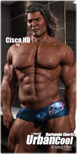 Fitting Morph - Cisco HD Fit - Urban Cool - Harlequin Shorts (3 IN 1) for Genesis 8 Male