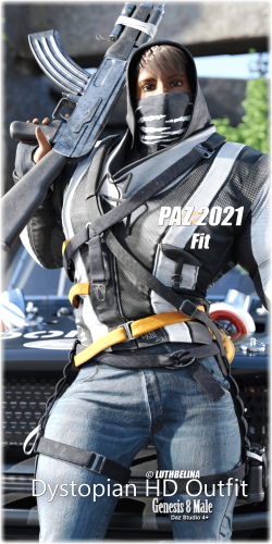 Fitting Morph - PAZ 2021 - Dystopian HD Outfit for Genesis 8 Male by Luthbelina